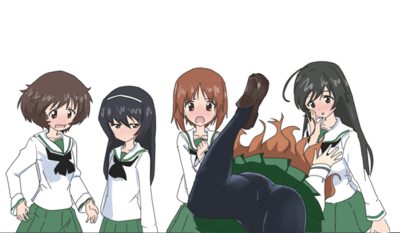 nishizumi miho, akiyama yukari, takebe saori, reizei mako, and isuzu hana (girls und panzer) drawn by mal_(malmlamal)