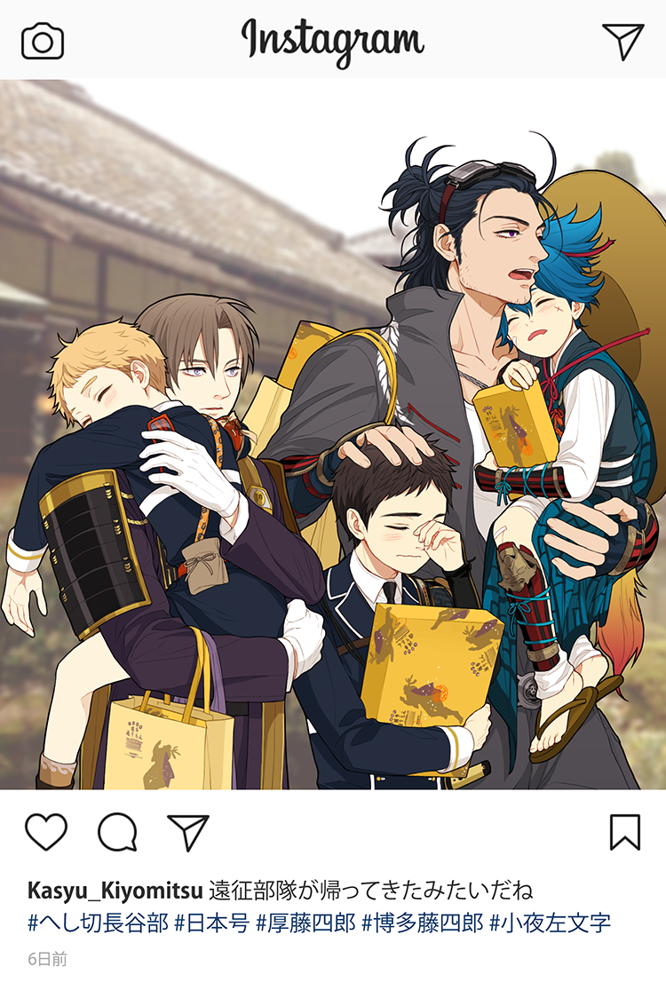 sayo samonji, heshikiri hasebe, atsushi toushirou, hakata toushirou, and nihongou (touken ranbu and 1 more) drawn by twoframe