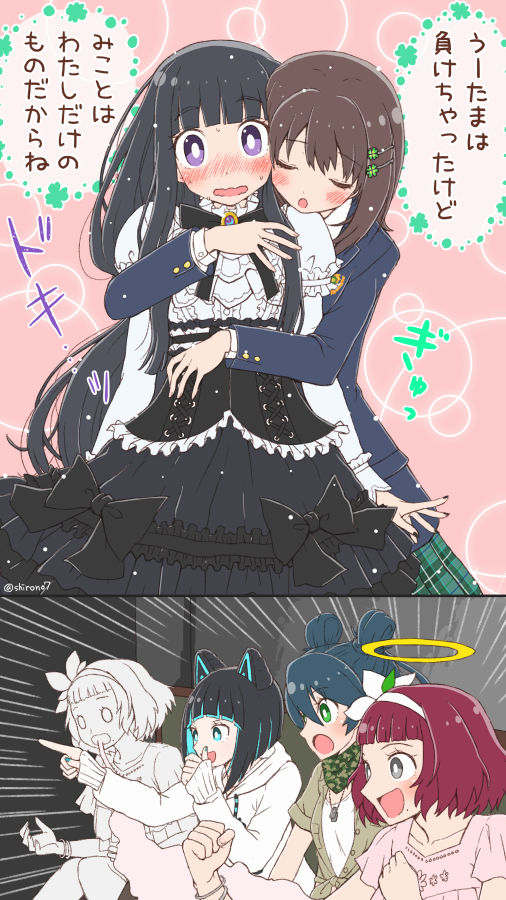 mizushina aoi, hase mikoto, tamane uta, shirono yuzuki, and hanabishi nadeshiko (gems company) drawn by shirono