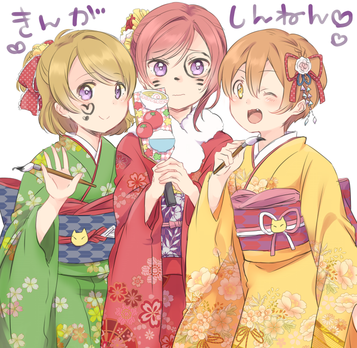 nishikino maki, hoshizora rin, and koizumi hanayo (love live! and 1 more) drawn by izumi_kirifu