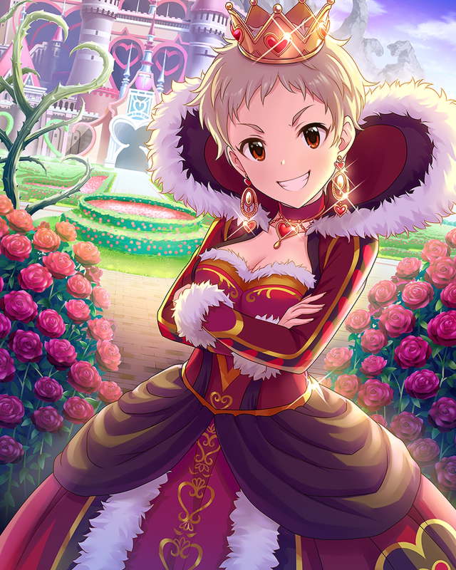 queen of hearts and senzaki ema (idolmaster and 2 more)