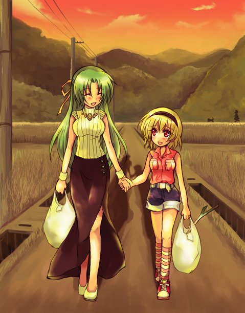 houjou satoko and sonozaki shion (higurashi no naku koro ni) drawn by hazuki_megumi