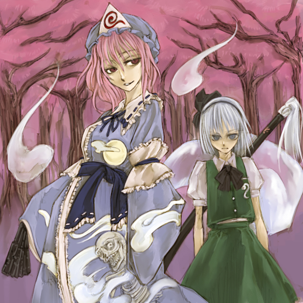 konpaku youmu and saigyouji yuyuko (touhou) drawn by cervus