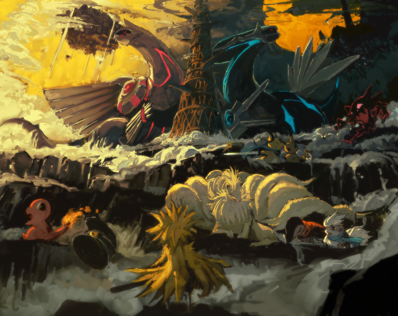 pikachu, cyndaquil, charmander, raichu, haunter, and 6 more (pokemon) drawn by shizuku_(asanuma)