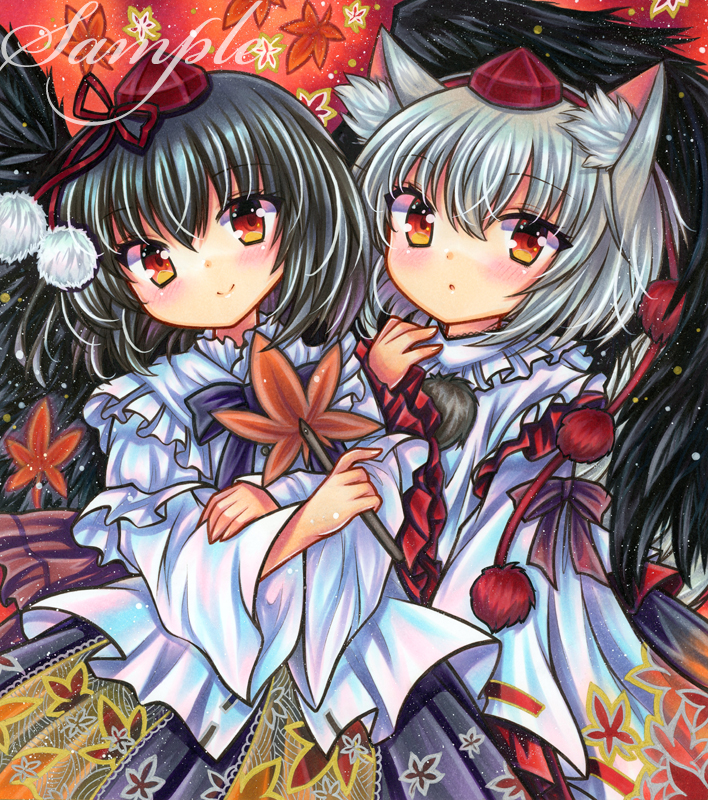 shameimaru aya and inubashiri momiji (touhou) drawn by rui_(sugar3)