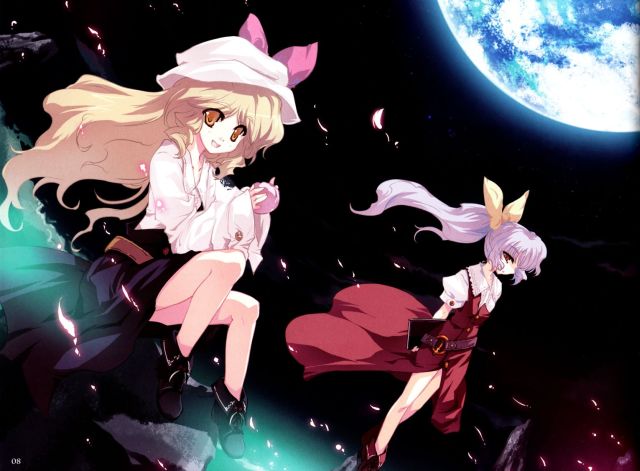 watatsuki no yorihime and watatsuki no toyohime (touhou) drawn by tokiame