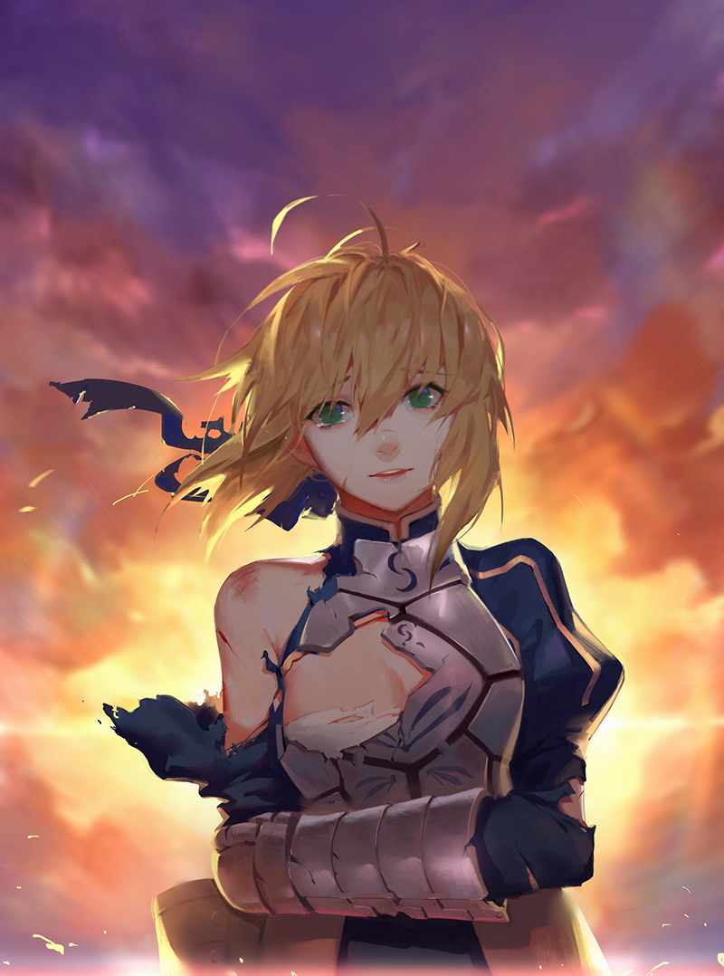 artoria pendragon and saber (fate and 2 more) drawn by sola7764