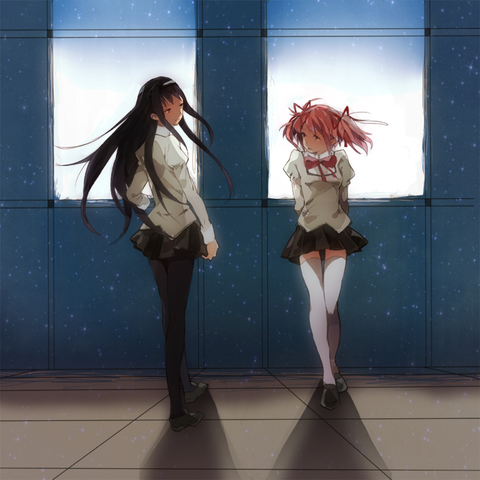 akemi homura and kaname madoka (mahou shoujo madoka magica) drawn by unkowata