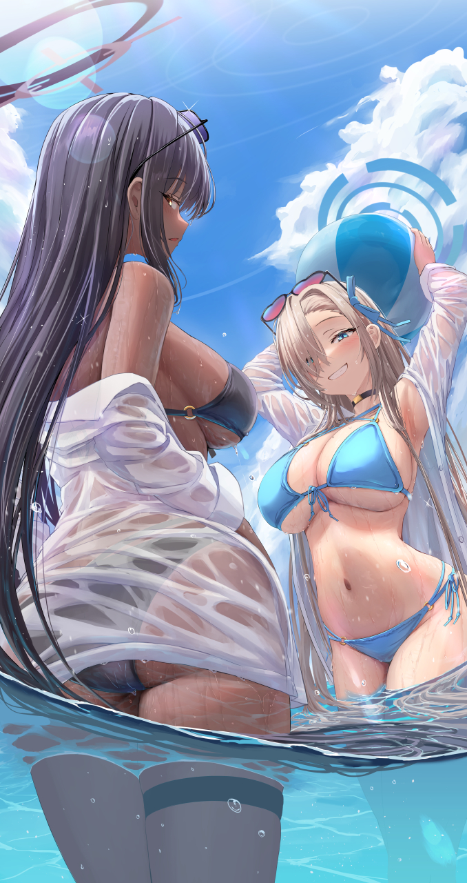 asuna and karin (blue archive) drawn by silver_bullet_(ecc12_8)