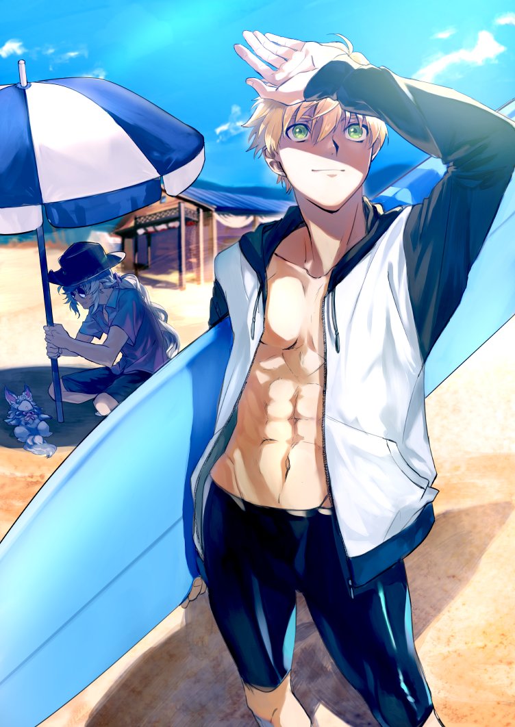 fou, merlin, and arthur pendragon (fate and 2 more) drawn by matsuya_(pile)