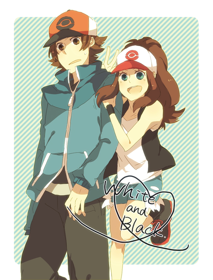 hilda and hilbert (pokemon and 1 more) drawn by iyo_(shalalala)