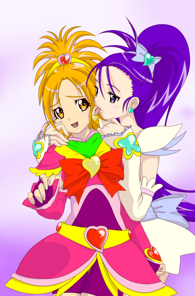 hyuuga saki, mishou mai, cure bloom, and cure egret (precure and 2 more) drawn by makoto_(nevia)
