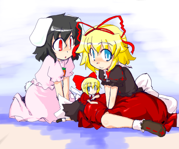 inaba tewi, medicine melancholy, and su-san (touhou) drawn by masu_gitsune