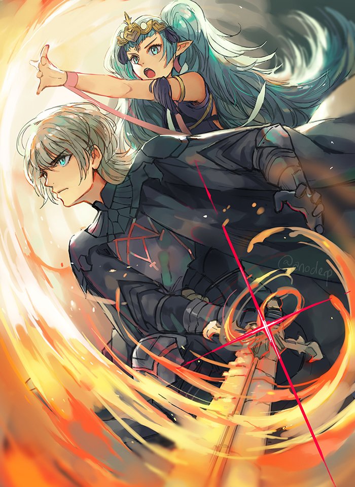 sothis and male byleth (fire emblem and 1 more) drawn by anocurry
