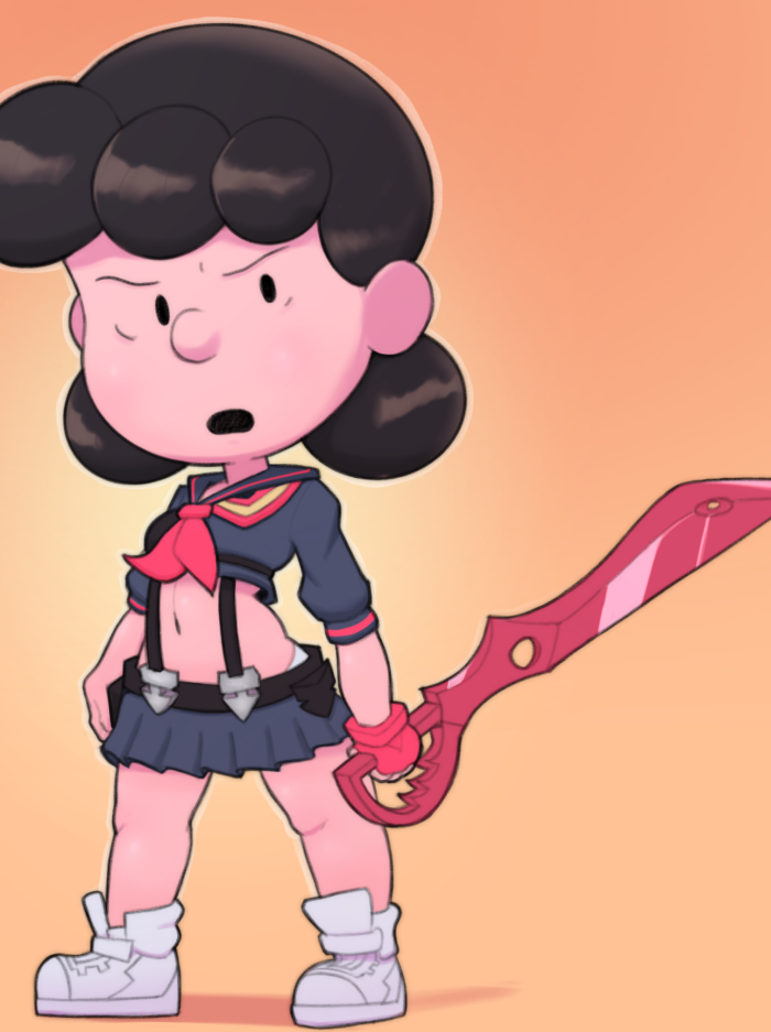 matoi ryuuko, senketsu, and lucy van pelt (kill la kill and 1 more) drawn by ta777371