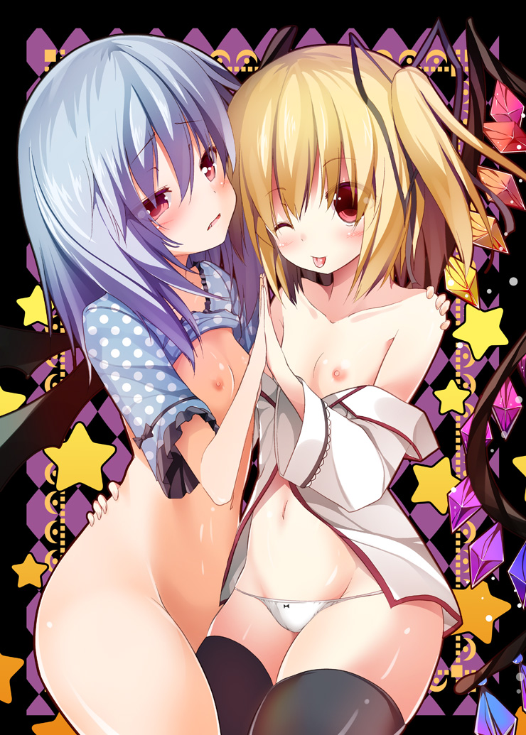 remilia scarlet and flandre scarlet (touhou) drawn by masa_(miyabitei)