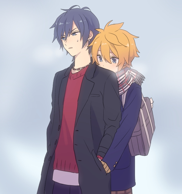 kagamine len and kaito (vocaloid) drawn by akiyoshi_(tama-pete)
