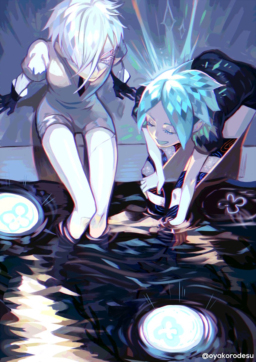 phosphophyllite and antarcticite (houseki no kuni) drawn by oyakorodesu