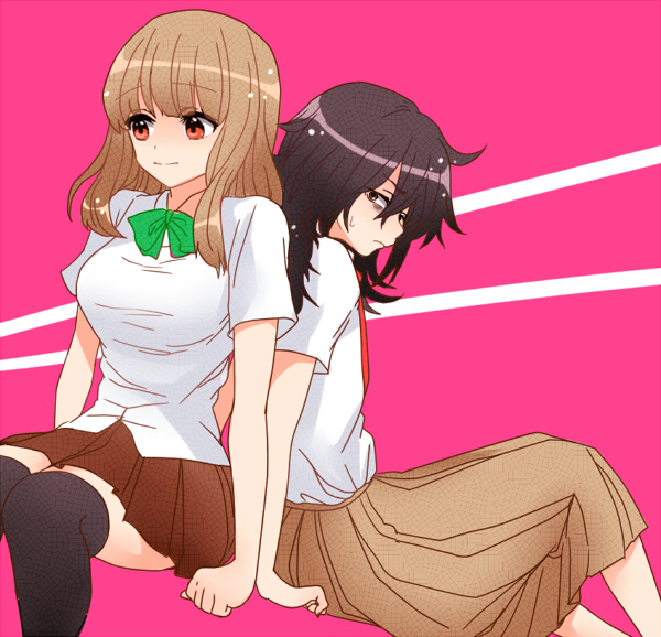 kuroki tomoko and naruse yuu (watashi ga motenai no wa dou kangaetemo omaera ga warui!) drawn by ahorote
