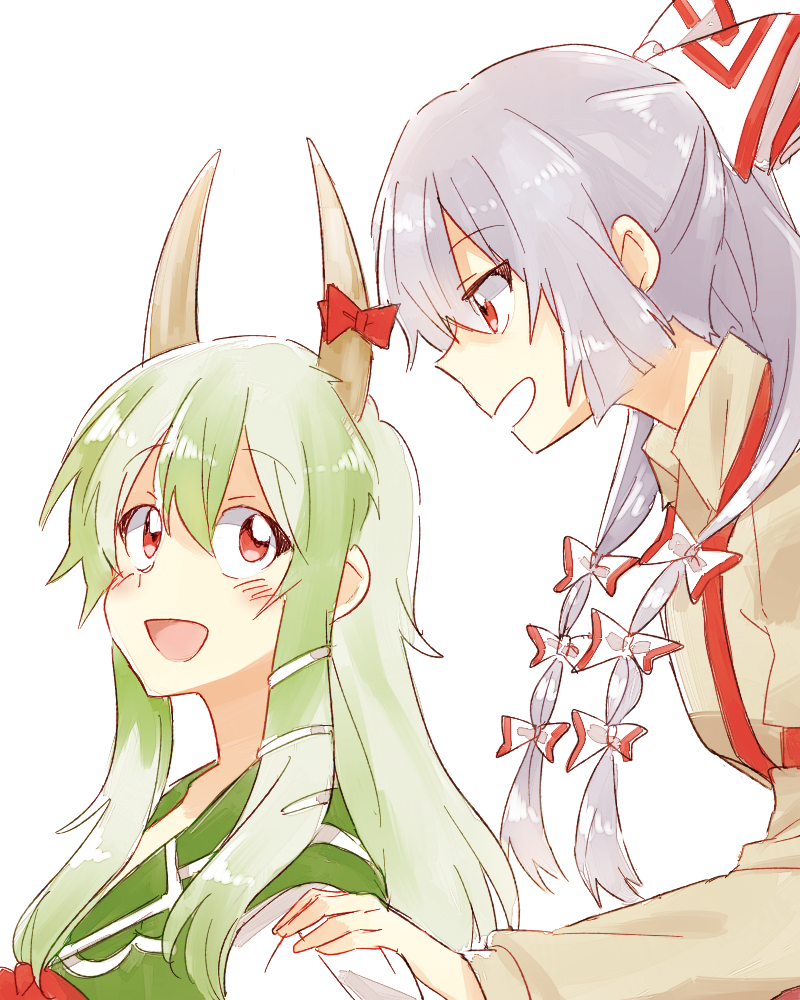 fujiwara no mokou, kamishirasawa keine, and ex-keine (touhou) drawn by 6_(yuchae)