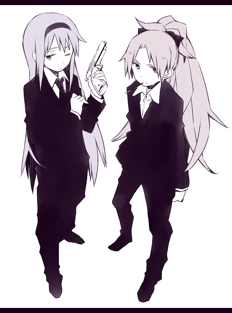 akemi homura and sakura kyoko (mahou shoujo madoka magica) drawn by kutsuwada_on