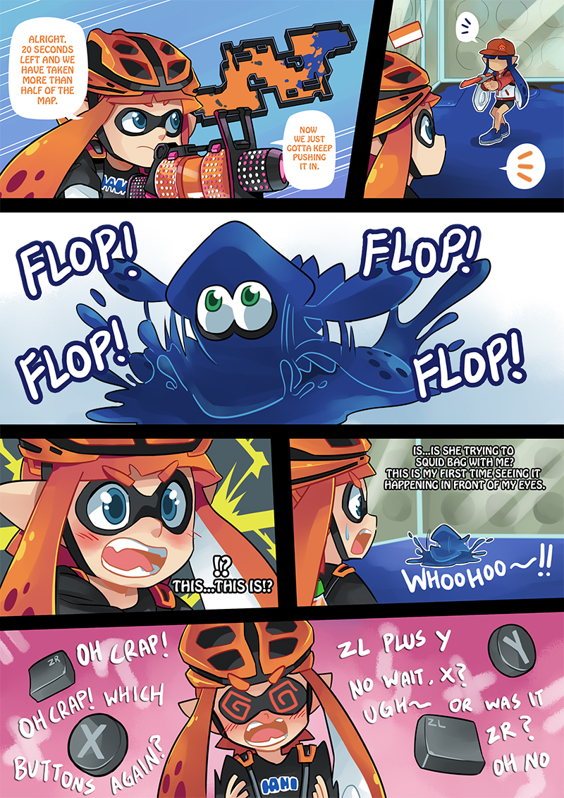 inkling player character and inkling girl (splatoon and 1 more) drawn by gomipomi