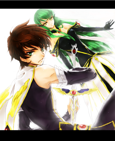 c.c. and kururugi suzaku (code geass) drawn by c_(rahit)