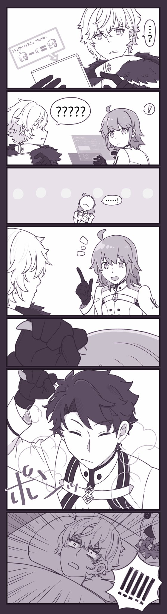 artoria pendragon, saber, fujimaru ritsuka, saber alter, and kadoc zemlupus (fate and 1 more) drawn by konsan_(shinonome_root3)