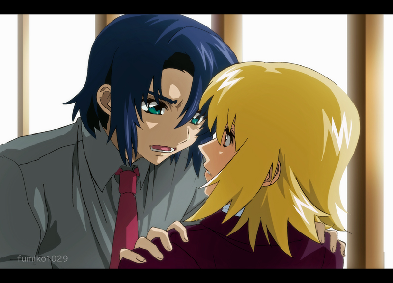 cagalli yula athha and athrun zala (gundam and 2 more) drawn by fumiko_(mesushi)