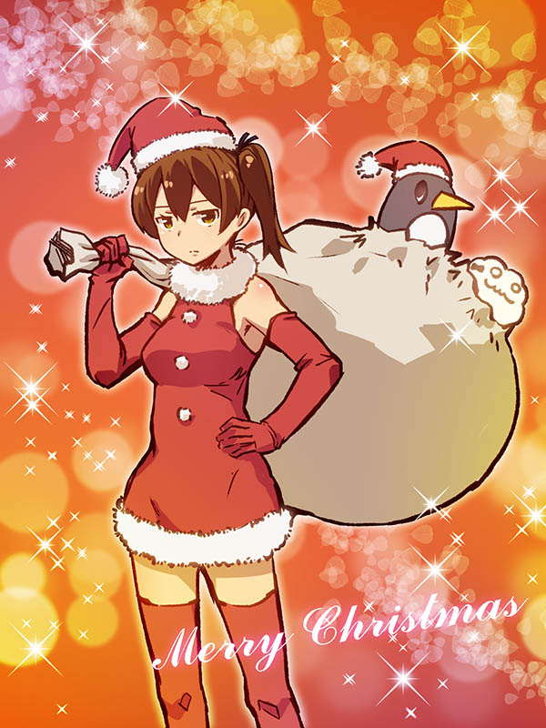 kaga, failure penguin, and miss cloud (kantai collection) drawn by tamago_(yotsumi_works)
