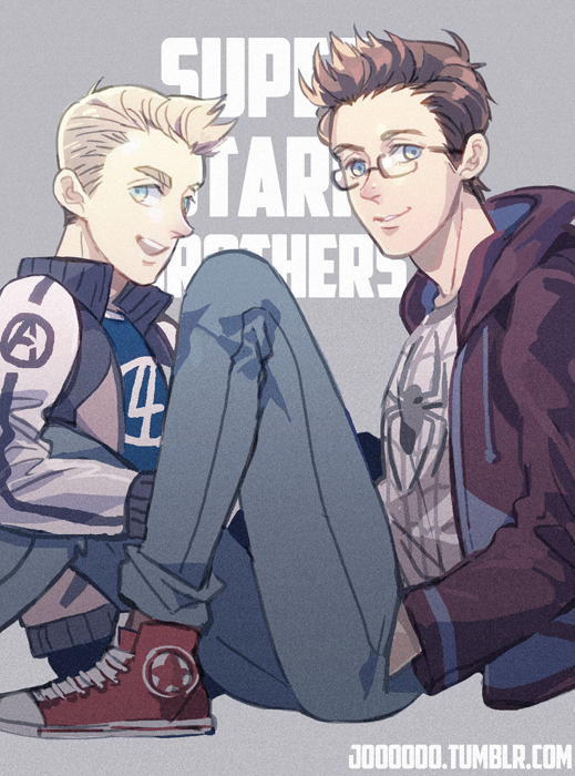 spider-man, peter parker, and johnny storm (marvel and 2 more) drawn by jo_(artist)