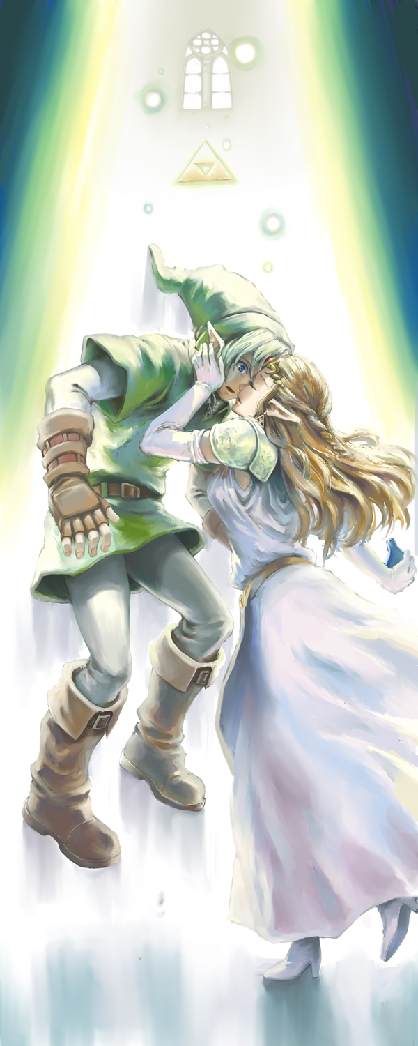 link and princess zelda (the legend of zelda and 1 more) drawn by beco