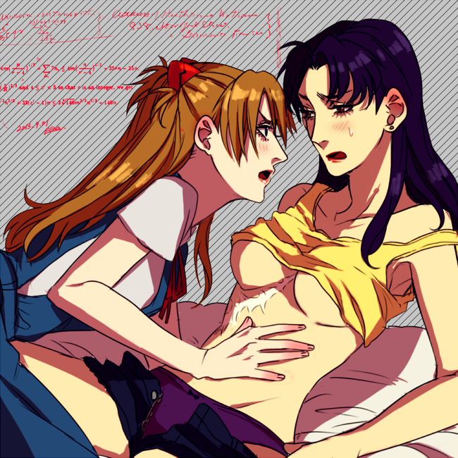 souryuu asuka langley and katsuragi misato (neon genesis evangelion) drawn by elina_kuroe_no_daarin