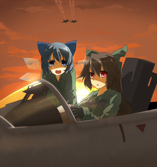 cirno and reiuji utsuho (touhou) drawn by eiri_(eirri)