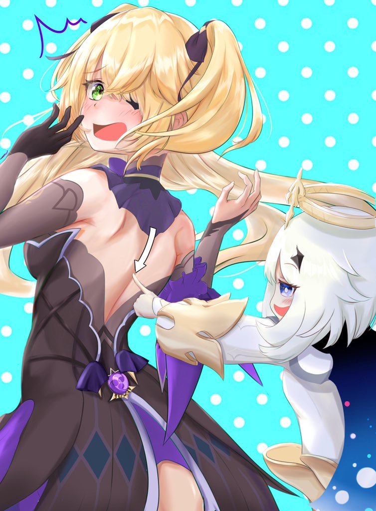 paimon and fischl (genshin impact) drawn by miyama_mizuki_(hoshihoshi1220)