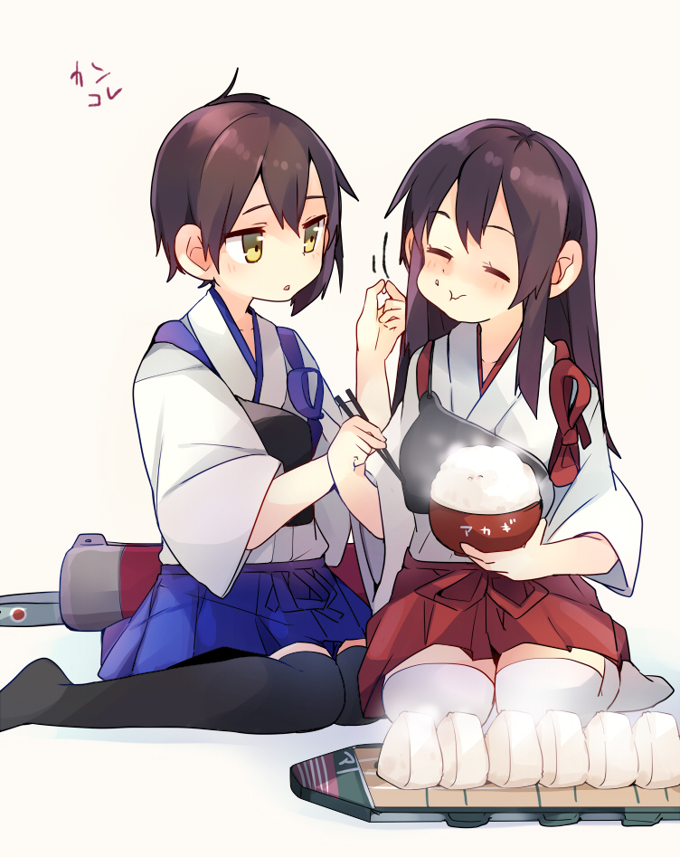 kaga and akagi (kantai collection) drawn by taneda_yuuta