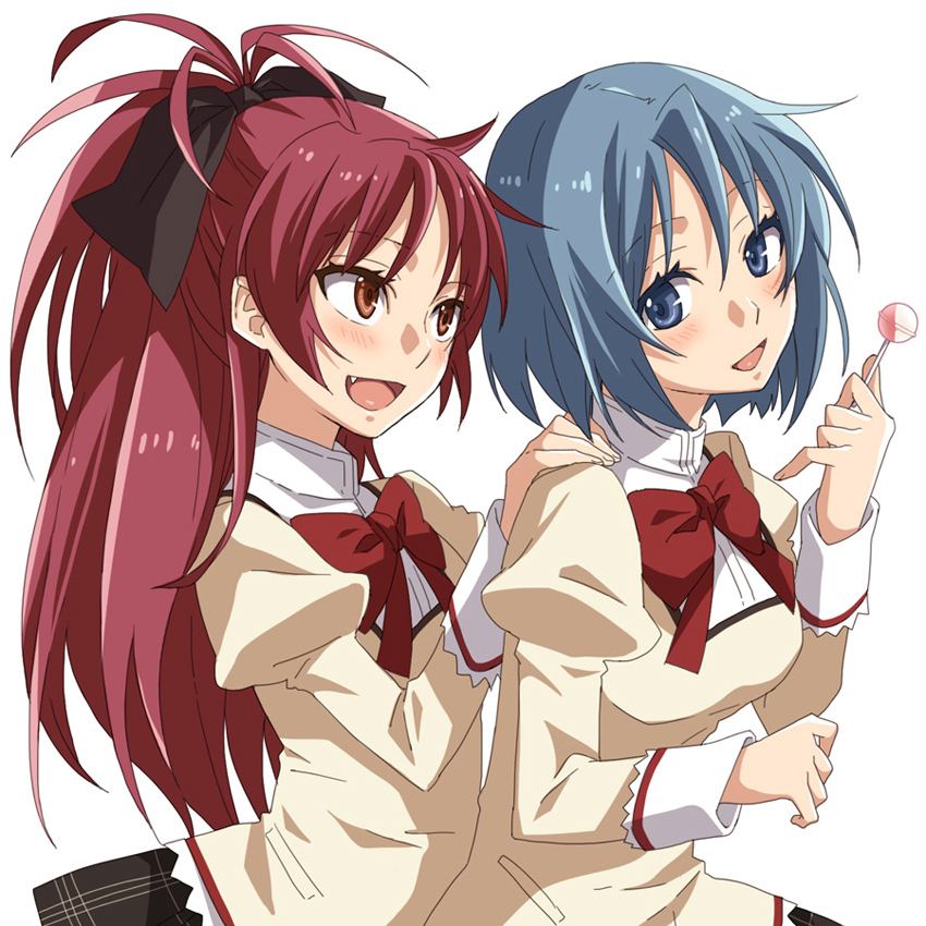 miki sayaka and sakura kyoko (mahou shoujo madoka magica) drawn by shinaso_(sachi-machi)