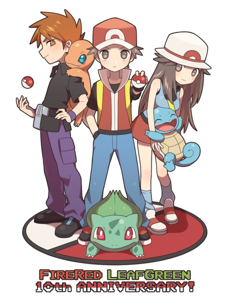 red, blue oak, and leaf (pokemon and 1 more) drawn by agata_(agatha)