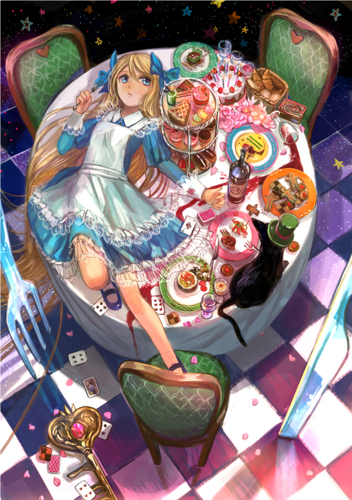 alice and cheshire cat (alice's adventures in wonderland) drawn by fuzichoco