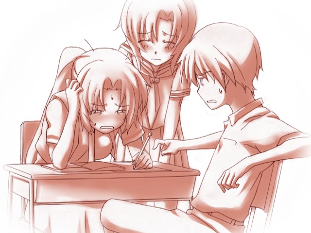 ryuuguu rena, sonozaki mion, and maebara keiichi (higurashi no naku koro ni) drawn by rato