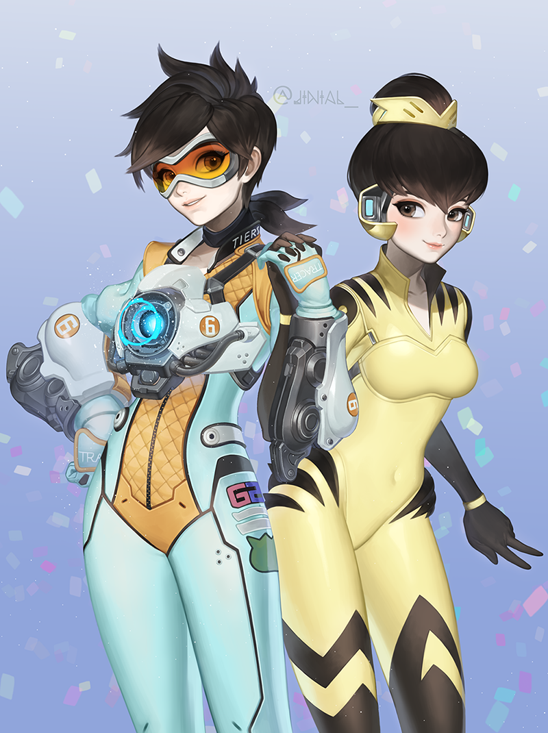 d.va, tracer, and b.va (overwatch and 1 more) drawn by jinial