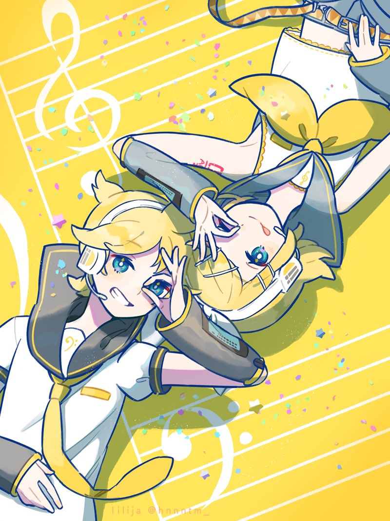 kagamine rin and kagamine len (vocaloid) drawn by lilija