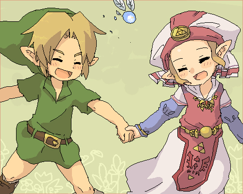 link, princess zelda, young link, navi, and young zelda (the legend of zelda and 1 more) drawn by tsutsuji