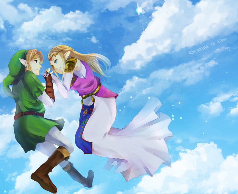 link, princess zelda, and navi (the legend of zelda and 1 more) drawn by totsuji_rio