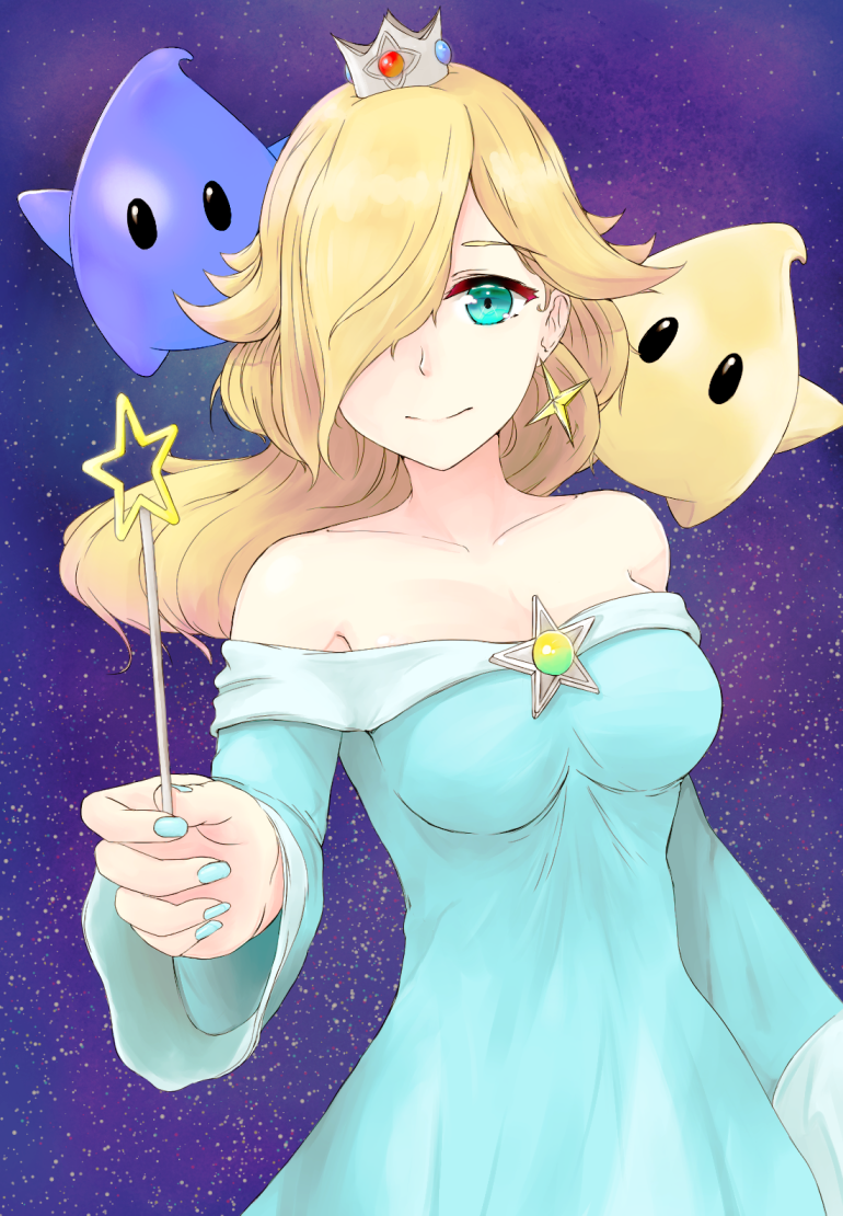 rosalina, luma, and blue luma (mario and 1 more) drawn by ippers