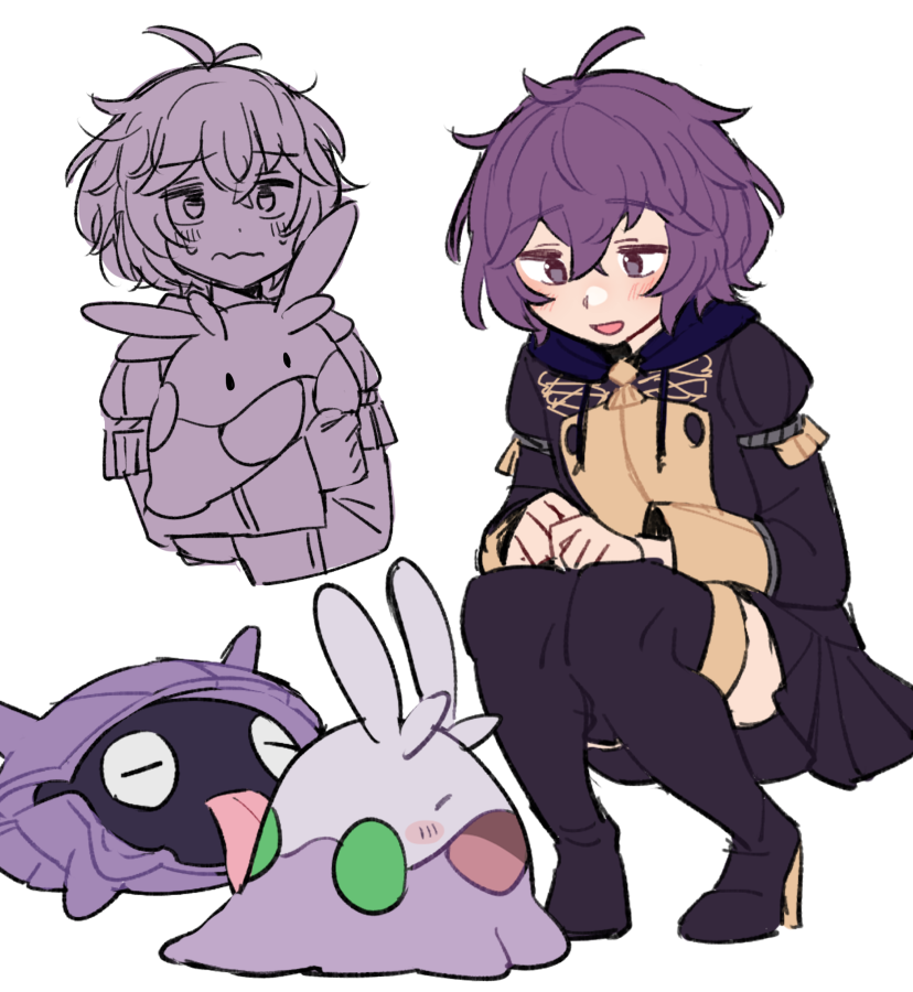 bernadetta von varley, goomy, and shellder (pokemon and 2 more) drawn by do_m_kaeru
