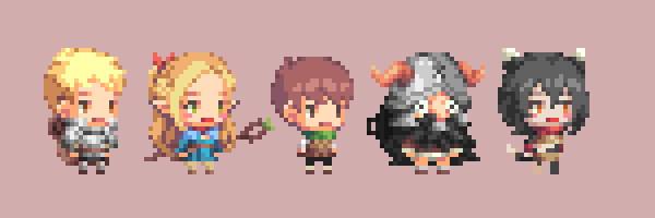 marcille donato, laios touden, senshi, chilchuck tims, and izutsumi (dungeon meshi and 1 more) drawn by namnam2929