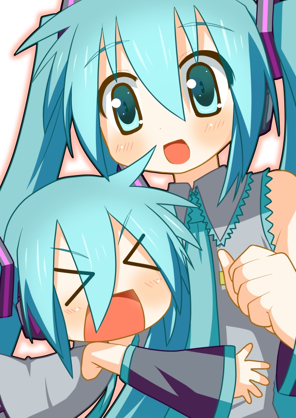 hatsune miku and chibi miku (vocaloid) drawn by minami_(colorful_palette)