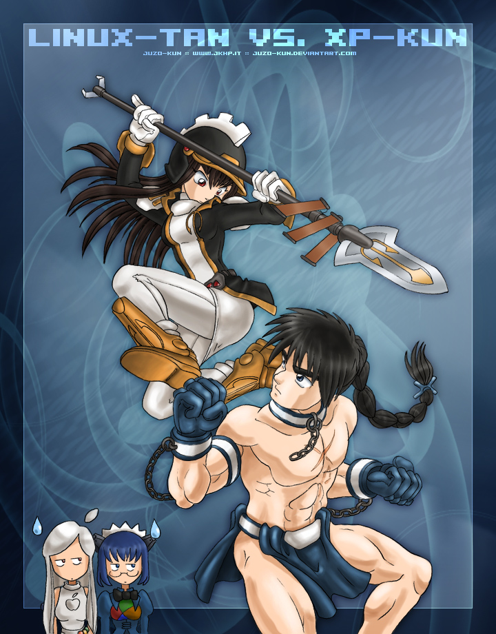 2k-tan and osx (os-tan and 1 more) drawn by juzo-kun