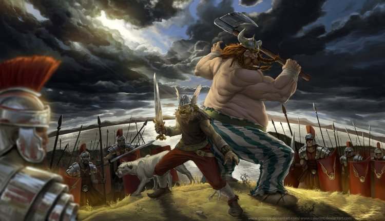 obelix, asterix, and dogmatix (asterix and obelix) drawn by caio_monteiro and gizenya